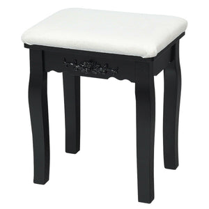 10 Dimmable Lights Vanity Table Set with Lighted Mirror and Cushioned Stool-Black view 8
