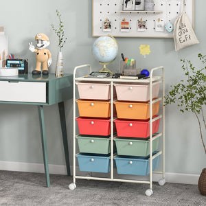 10-Drawer Rolling Storage Cart-Multicolor view 2