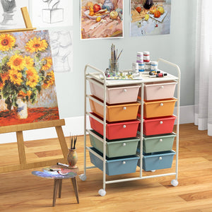 10-Drawer Rolling Storage Cart-Multicolor view 3