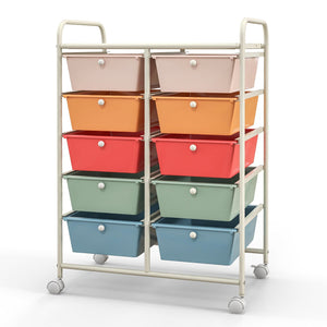 10-Drawer Rolling Storage Cart-Multicolor view 4