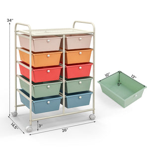 10-Drawer Rolling Storage Cart-Multicolor view 5