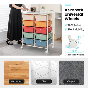 10-Drawer Rolling Storage Cart-Multicolor view 8