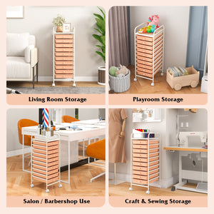 10 Drawer Rolling Storage Cart Organizer with 4 Universal Casters-Cherry view 8
