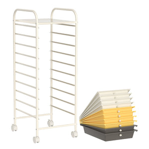 10 Drawer Rolling Storage Cart Organizer with 4 Universal Casters-Yellow view 4