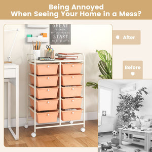 10-Drawer Rolling Storage Cart-Peach view 9