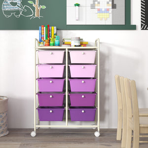10-Drawer Rolling Storage Cart-Purple view 6