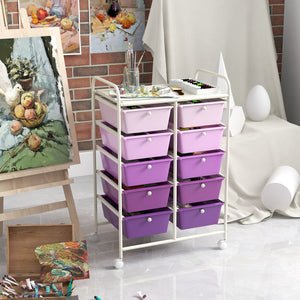 10-Drawer Rolling Storage Cart-Purple view 7