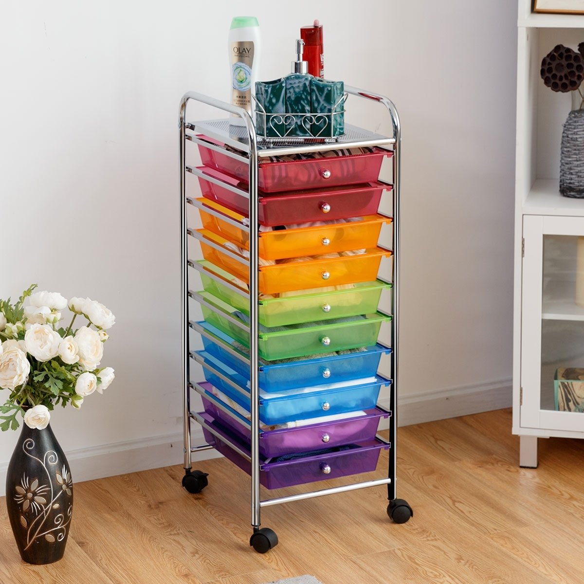 10 Drawer Rolling Storage Cart Organizer-Color view 2