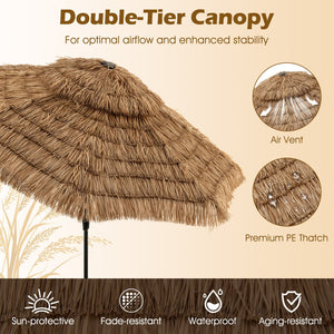 10 Feet Hawaiian Style Solar Lighted Thatched Tiki Patio Umbrella view 6