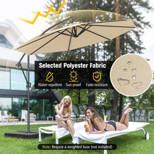 10 Feet Offset Hanging Umbrella with Base and Infinite Tilt-Beige view 8