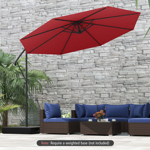 10 Feet Offset Hanging Umbrella with Base and Infinite Tilt-Wine view 2