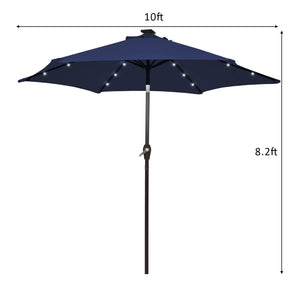 10 Feet Outdoor Patio umbrella with Bright Solar LED Lights-Dark Blue view 5
