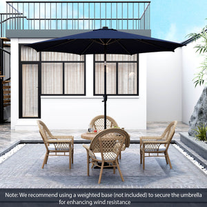 10 Feet Patio Umbrella with 112 Solar Lights and Crank Handle-Navy view 2