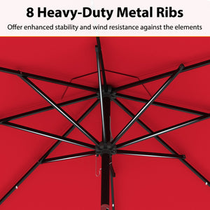 10 Feet Solar Patio Umbrella with 24 LED Lights-Red view 7