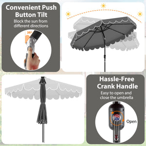 10 Feet Solar Patio Umbrella with 24 LED Lights-Gray view 6