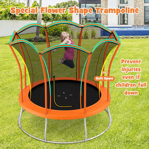 10 Feet Unique Flower Shape Trampoline with Galvanized Steel Frame-Orange view 2
