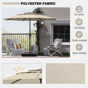 10 ft 3-tier Vented Patio Umbrella with Push Button Tilt-Beige view 8