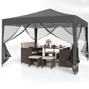 10 FT x 10 FT Pop-Up Canopy Tent Easy Setup Instant Folding Shelter with Mesh Netting-Gray view 4