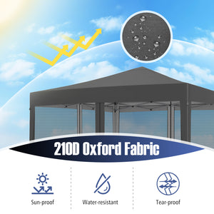 10 FT x 10 FT Pop-Up Canopy Tent Easy Setup Instant Folding Shelter with Mesh Netting-Gray view 6