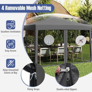 10 FT x 10 FT Pop-Up Canopy Tent Easy Setup Instant Folding Shelter with Mesh Netting-Gray view 7