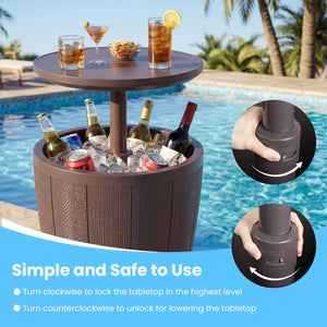10 Gallon Beer and Wine Cooler with Lift-Top and Drainage Plug-Brown view 9