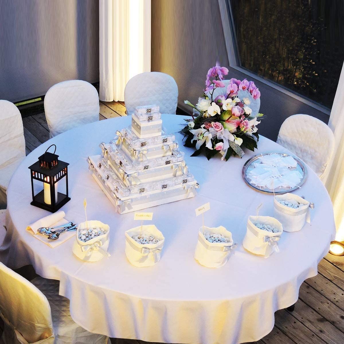 10 Pieces 90 Inch Home Restaurant Polyester Round Tablecloth-White view 2