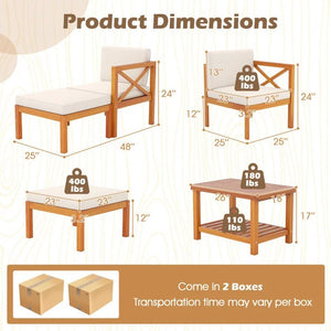 10-Piece Acacia Wood Outdoor Patio Furniture Set view 6