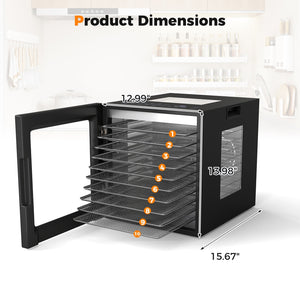 10 Stainless Steel Trays Dryer with 10 Presets-Black view 4
