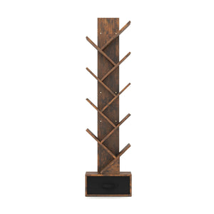 10-tier Tree Bookshelf with Drawer Free-standing Storage Bookcase view 4