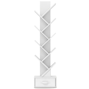 10-Tier Bookshelf with Drawer Free-standing Storage Bookcase-White view 4