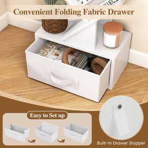 10-Tier Bookshelf with Drawer Free-standing Storage Bookcase-White view 7