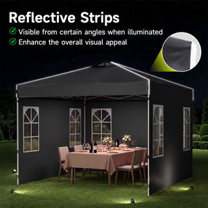 10 x 10 FT Pop Up Canopy Tent with 4 Sidewalls and Adjustable Height Waterproof-Black view 9