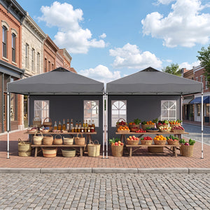 10 x 10 FT Pop Up Canopy Tent with 4 Sidewalls and Adjustable Height Waterproof-Gray view 2