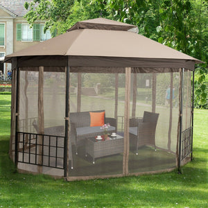 10’x 12’ Octagonal Patio Gazebo-Brown view 3