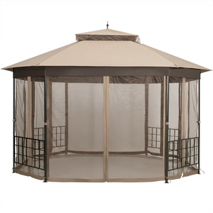 10’x 12’ Octagonal Patio Gazebo-Brown view 4