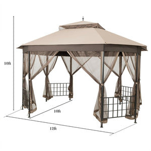 10’x 12’ Octagonal Patio Gazebo-Brown view 5