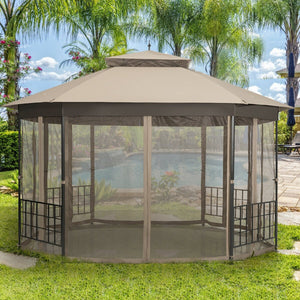 10’x 12’ Octagonal Patio Gazebo-Brown view 7