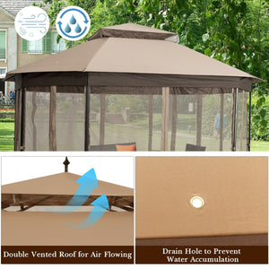 10’x 12’ Octagonal Patio Gazebo-Brown view 8