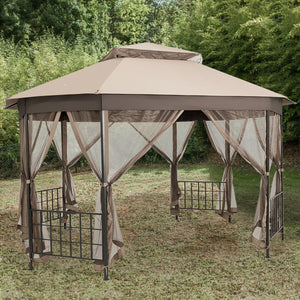 10’x 12’ Octagonal Patio Gazebo-Brown view 9