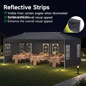 10 x 20 FT Pop Up Canopy Tent with 6 Sidewalls and Adjustable Height-Black view 9