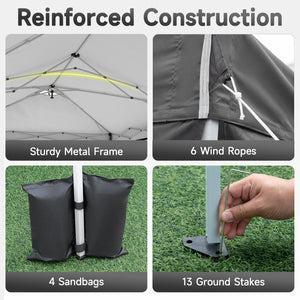 10 x 20 FT Pop Up Canopy Tent with 6 Sidewalls and Adjustable Height-Gray view 7