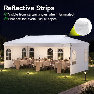 10 x 20 FT Pop Up Canopy Tent with 6 Sidewalls and Adjustable Height-White view 9