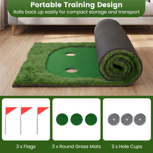 10 x 3.5ft Golf Putting Green with 3 Hole Cups and 3 Flags for Home Backyard Garage Office view 9