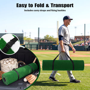 10 x 3.8 ft Baseball and Softball Hitting Mat with Home Plate-Green view 9