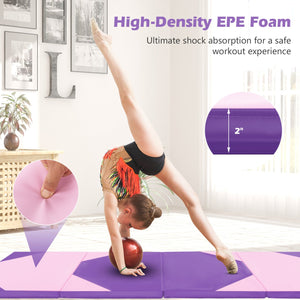 10 Feet x 4 Feet x 2 Inch Folding Exercise Mat with Hook and Loop Fasteners-Pink view 7
