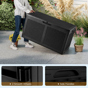 100 Gallon Resin Deck Box Outdoor Waterproof Storage Bench-Black view 7