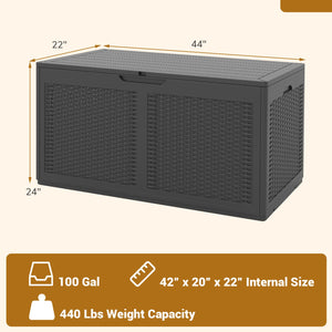 100 Gallon Resin Deck Box Outdoor Waterproof Storage Bench-Gray view 4