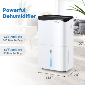 100-Pint Dehumidifier with Smart App and Alexa Control for Home and Basements-White view 4