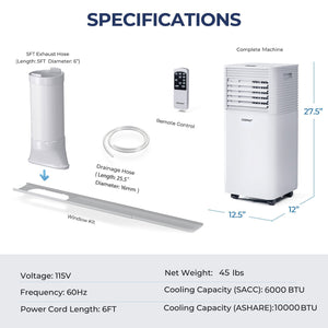 10000 BTU Air Cooler with Fan and Dehumidifier Mode-White view 3
