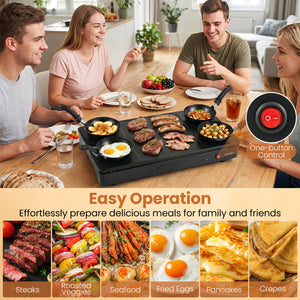1000W Electric Grill Griddle with 4 Nonstick Woks and Wooden Spatulas for Pancakes view 8
